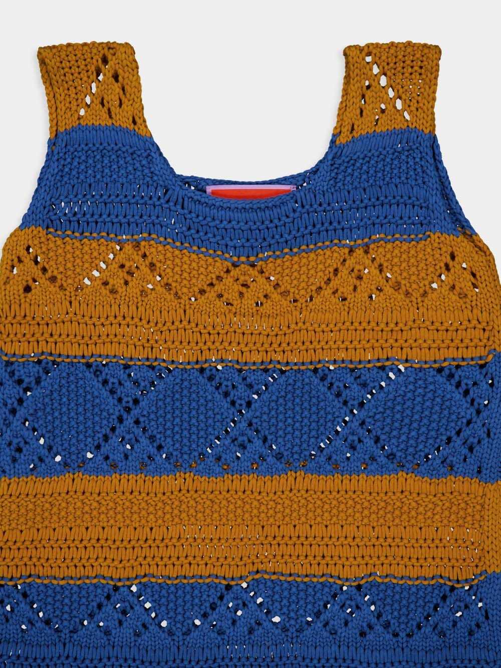 La Doublej Striped Knitted Dress In Blue