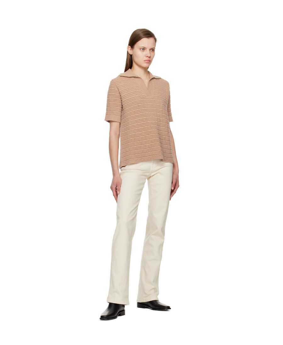 KHAITE WAFFLE SHORT-SLEEVED SWEATER 
