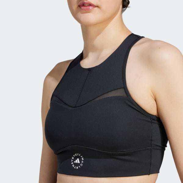 Shop Adidas By Stella Mccartney Training Logo-print Cropped Top In Black