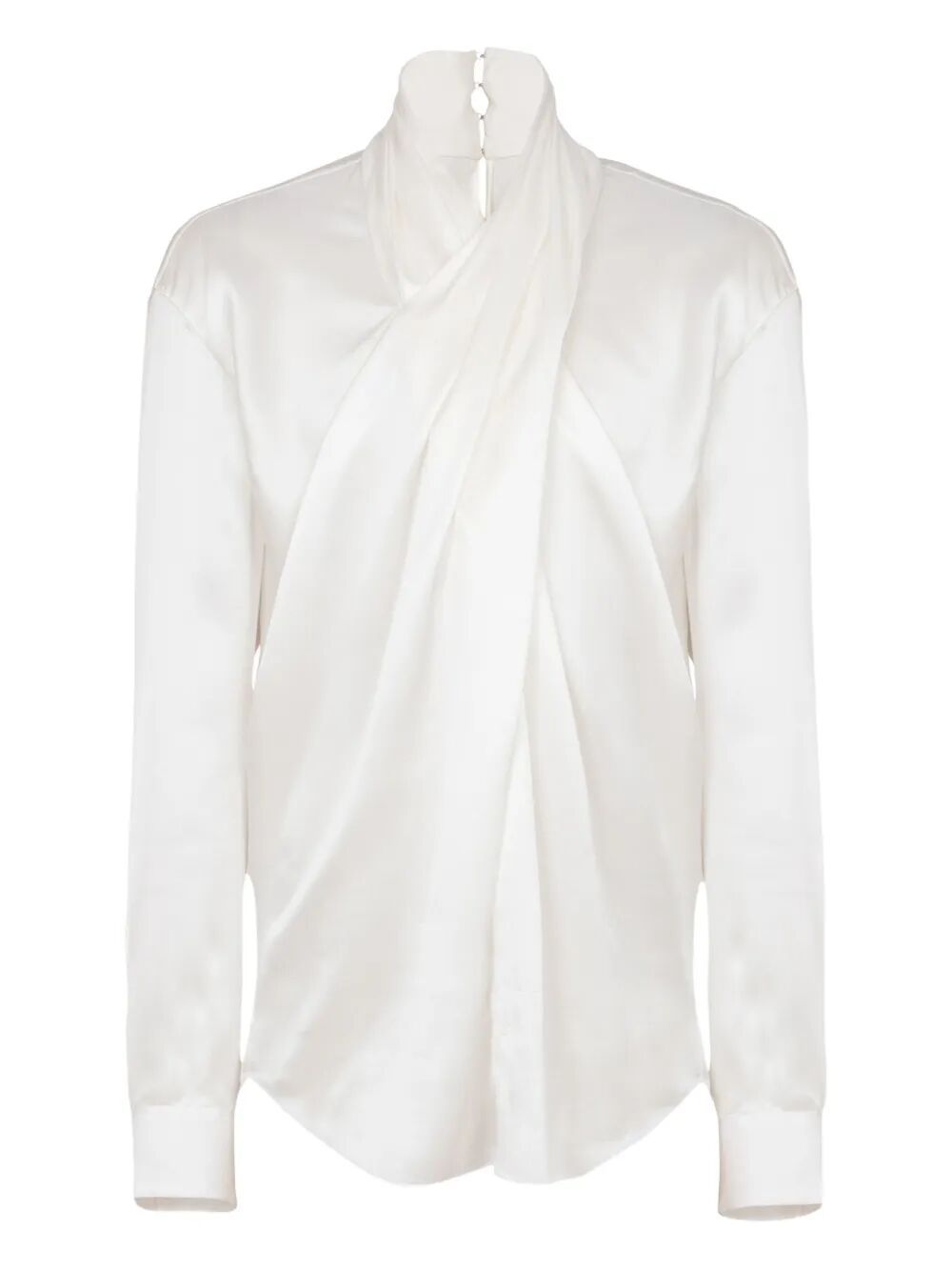 Balmain Crossed Fluid Silk Shirt Clothing In White