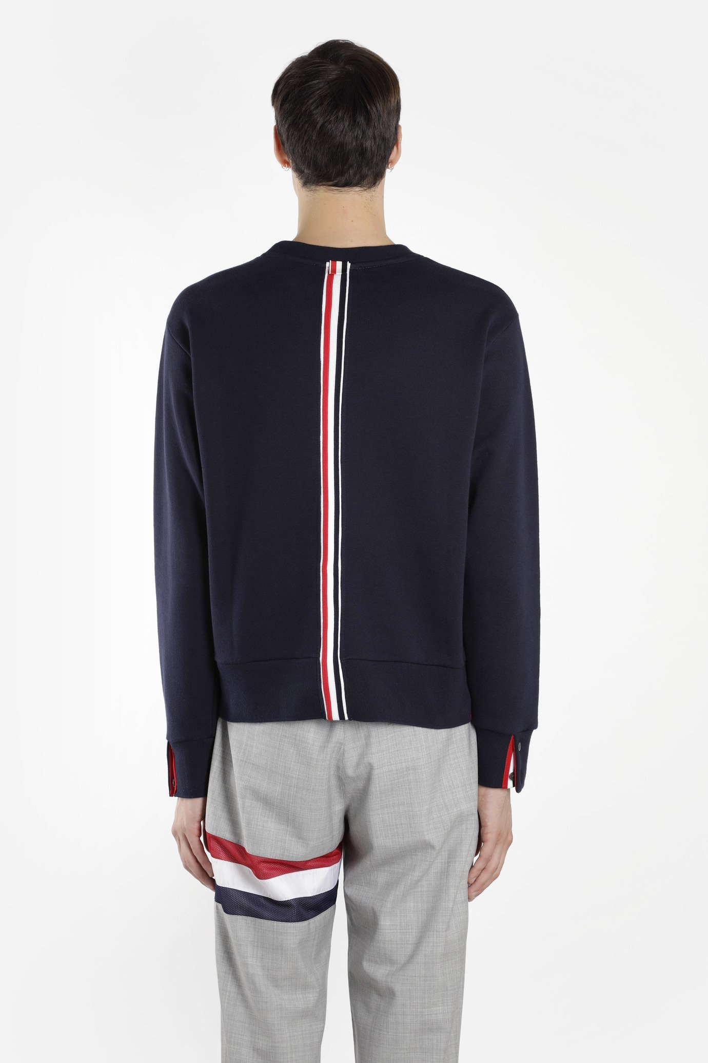 Shop Thom Browne Rear Rwb Stripe Sweatshirt In Black