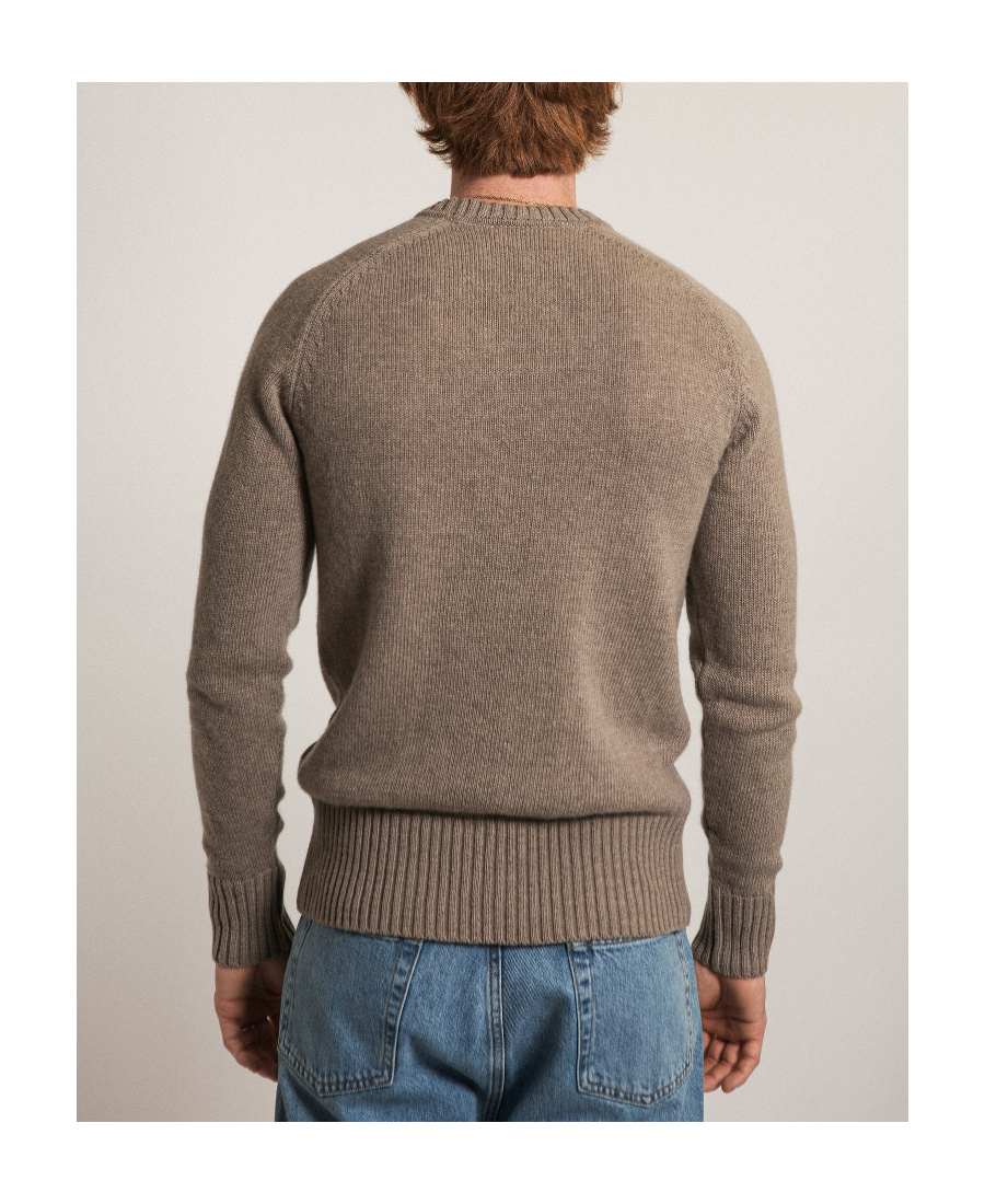 Ami Alexandre Mattiussi Knitted Crew-neck Jumper In Brown