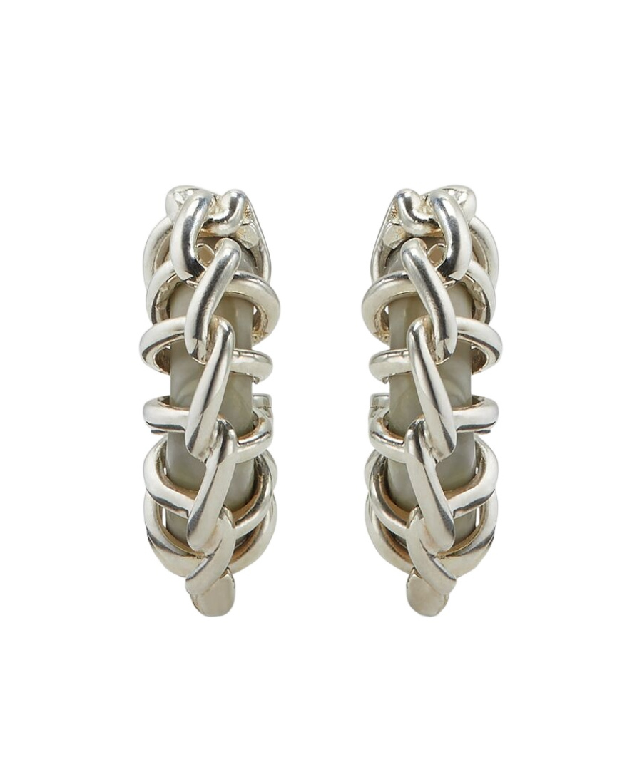 Bottega Veneta Weave Earrings In Gray