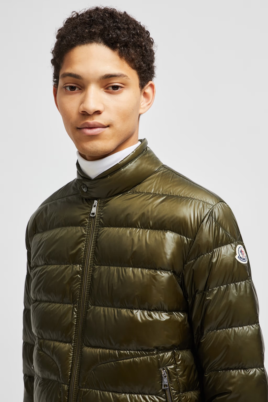 Shop Moncler Acorus Short Down Jacket In Green
