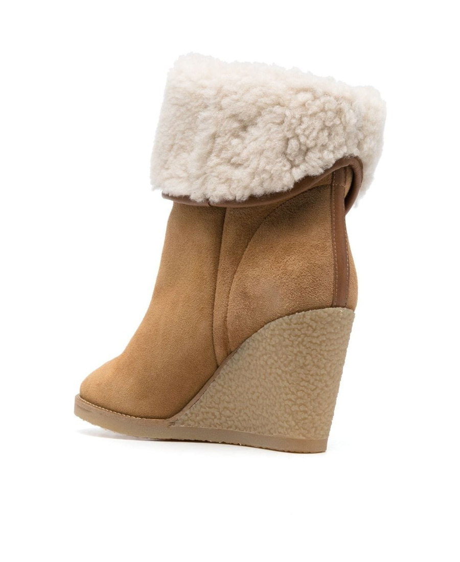 ISABEL MARANT TOTAM SHEARLING TRIM WEDGE BOOT