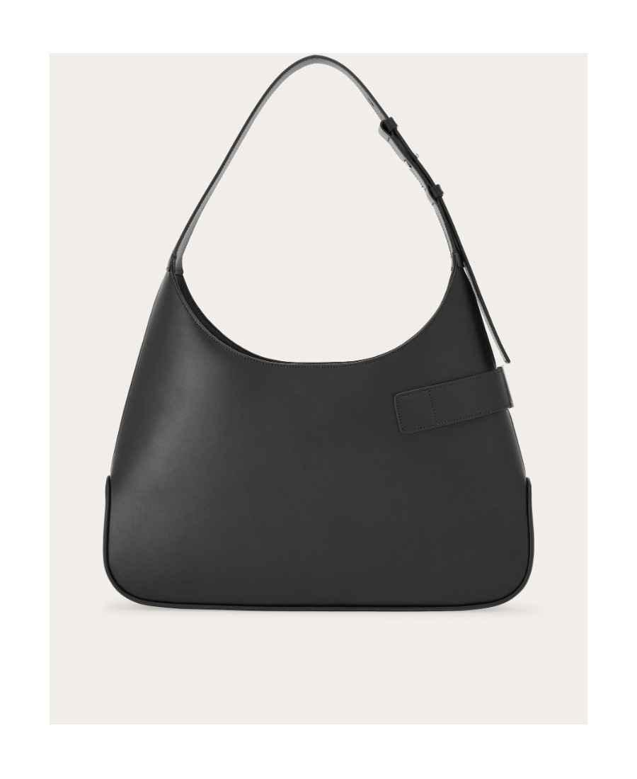 Ferragamo Archive Large Leather Shoulder Bag In Black