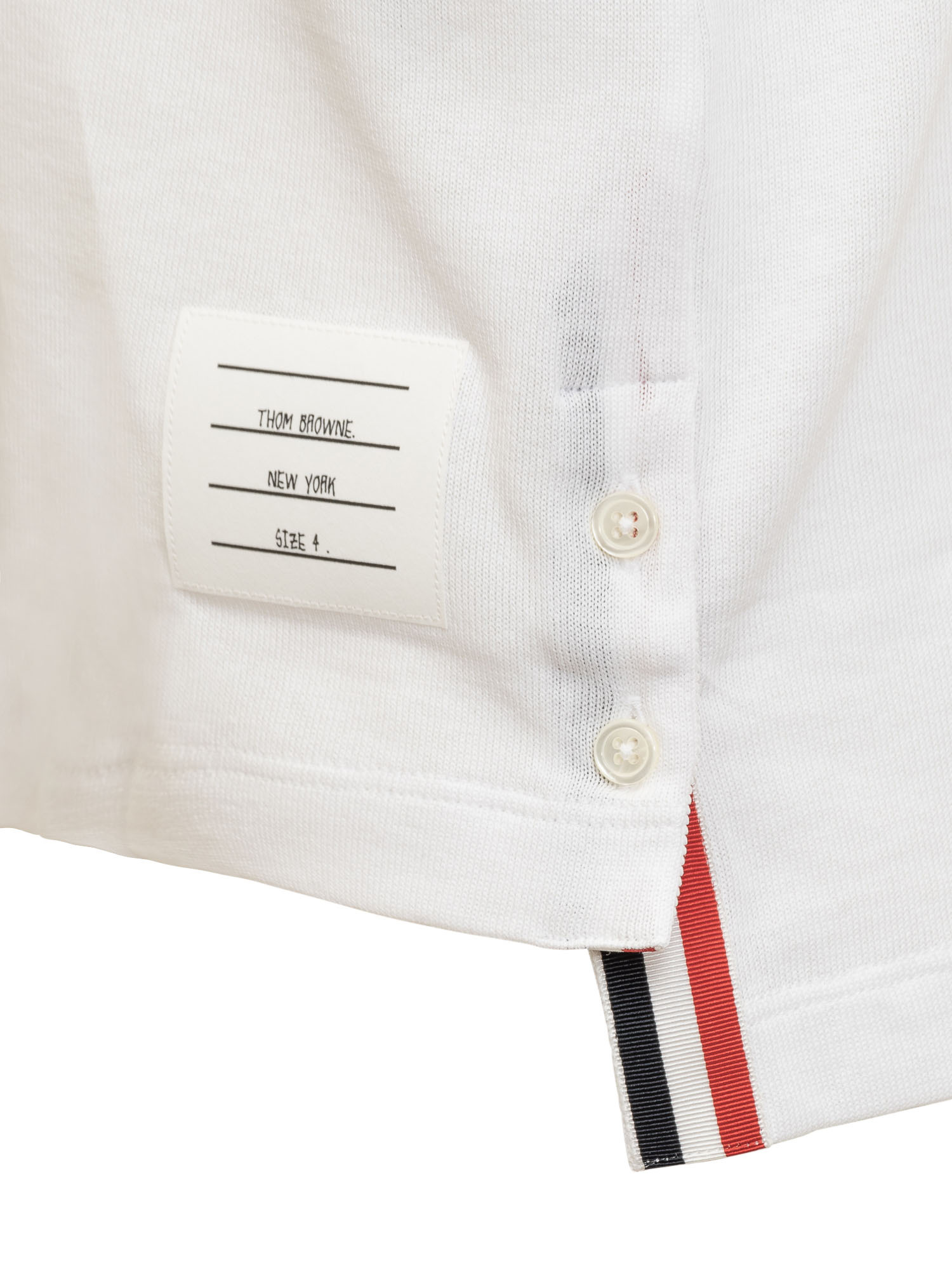 Thom Browne Short-sleeved Navy Polo Shirt With Patch In White