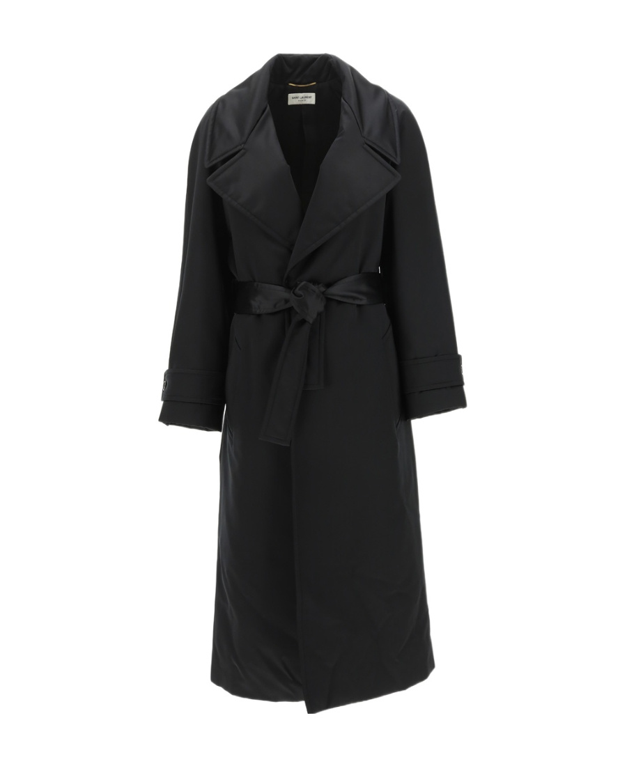 Saint Laurent Notched-lapel Single-breasted Coat In Black