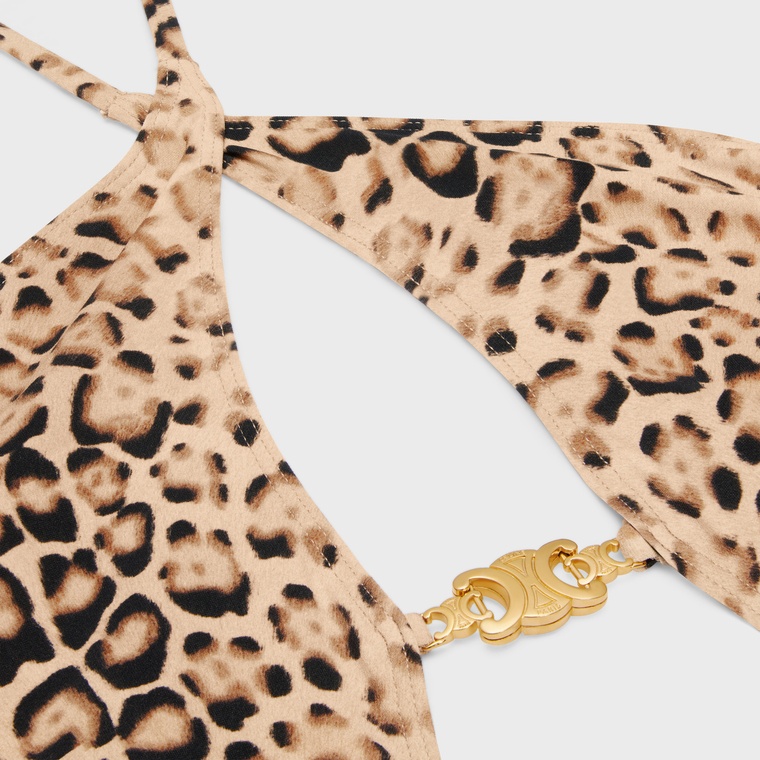 Celine Swimsuit In Leopard Print Matte Jersey