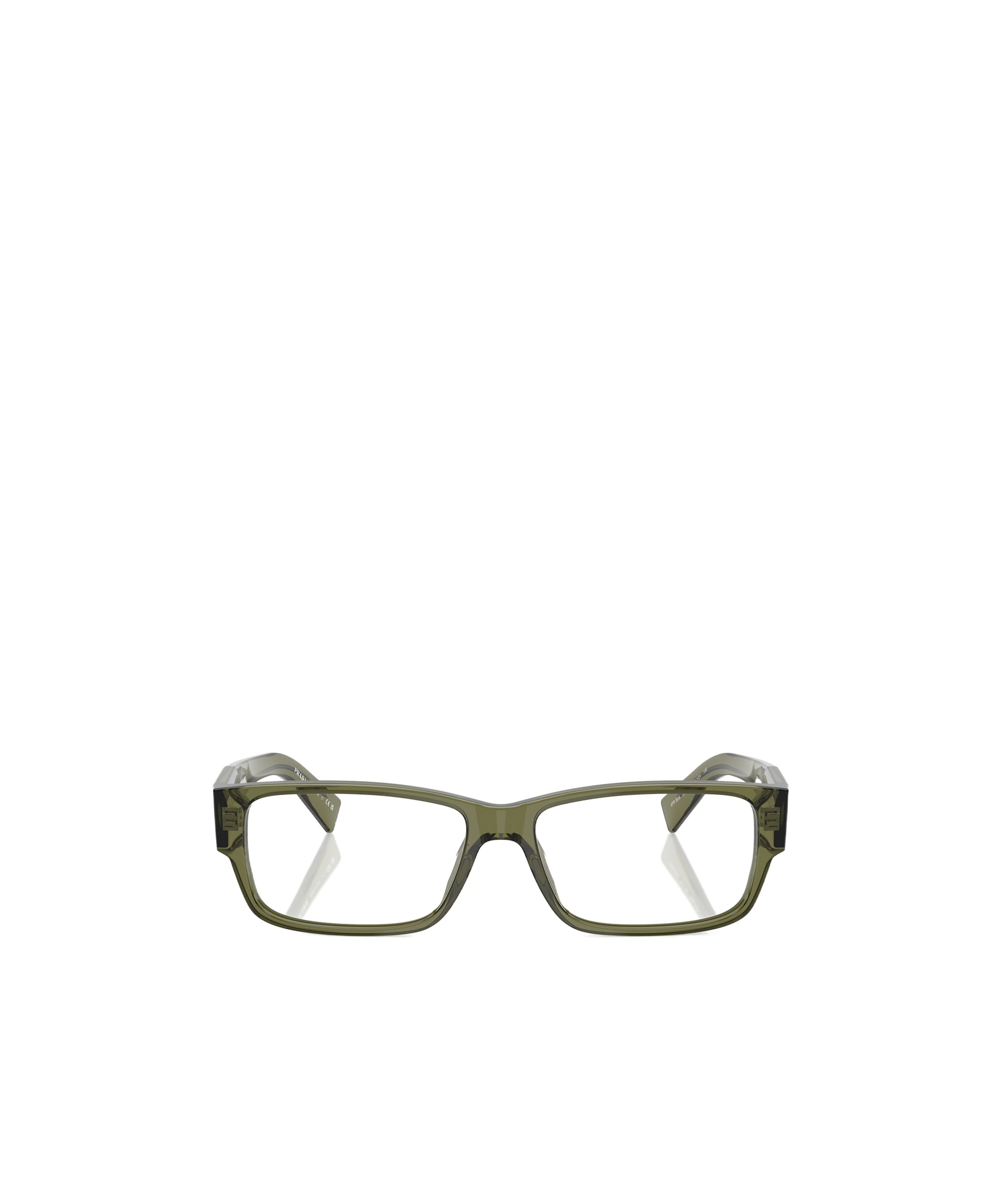 Prada 57mm Rectangular Optical Glasses In Green