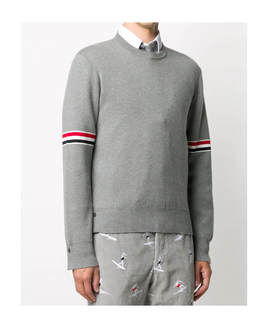 Thom Browne Milano Stitch Crew Neck Pullover In Gray