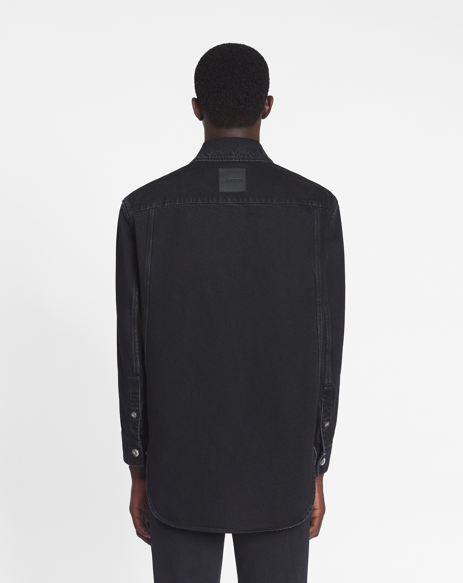 Lanvin Long-sleeved Denim Coat In Black