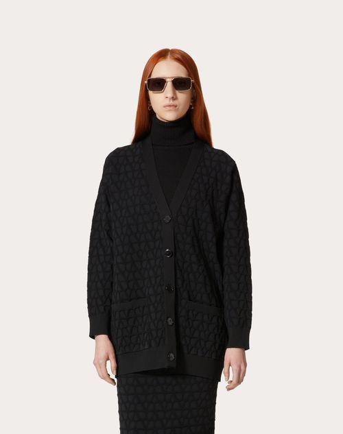 Valentino Toile Iconographe Stretch-design Cardigan In Black
