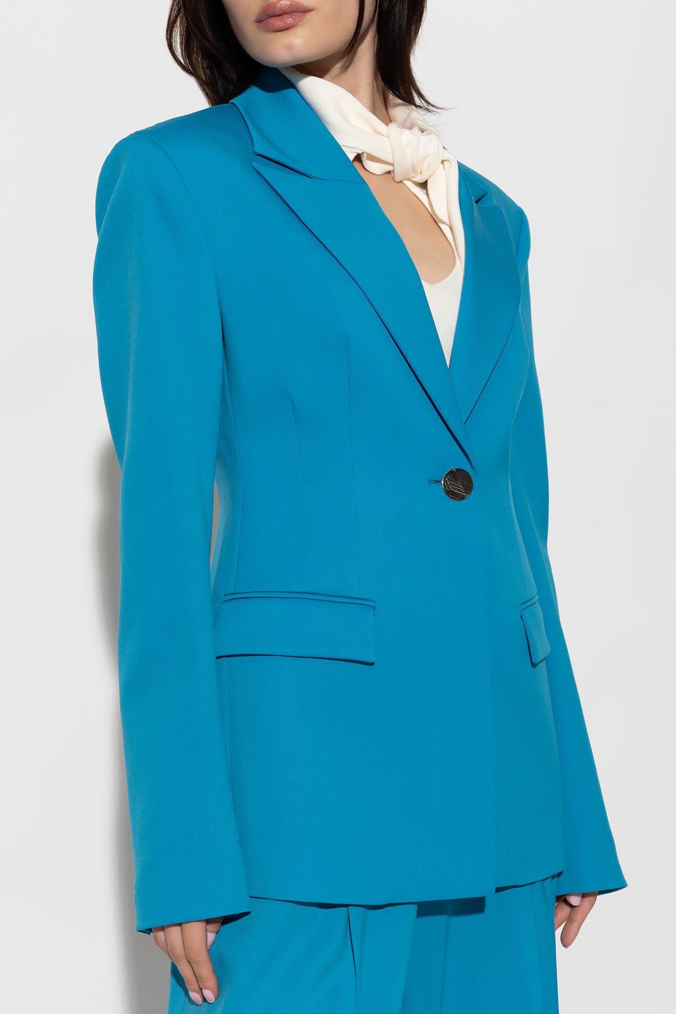 Attico Single-breasted Wool Blazer In Blue