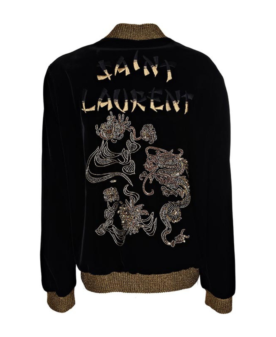 Saint Laurent Long-sleeved Pilot Baseball Casual Jacket In Black
