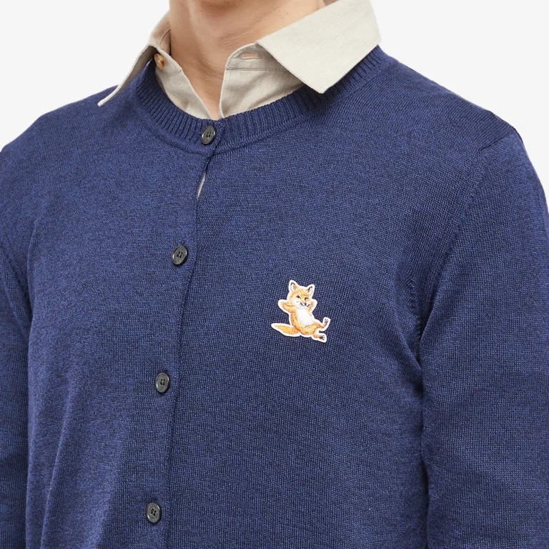 Maison Kitsuné Logo-patch Buttoned Cardigan In Black