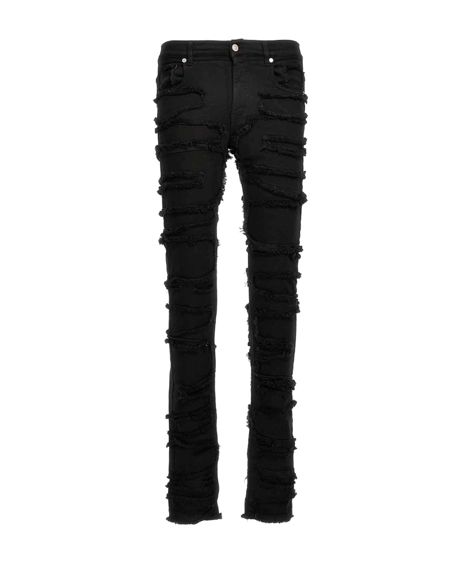 Alyx Distressed Frayed Skinny Jeans In Black
