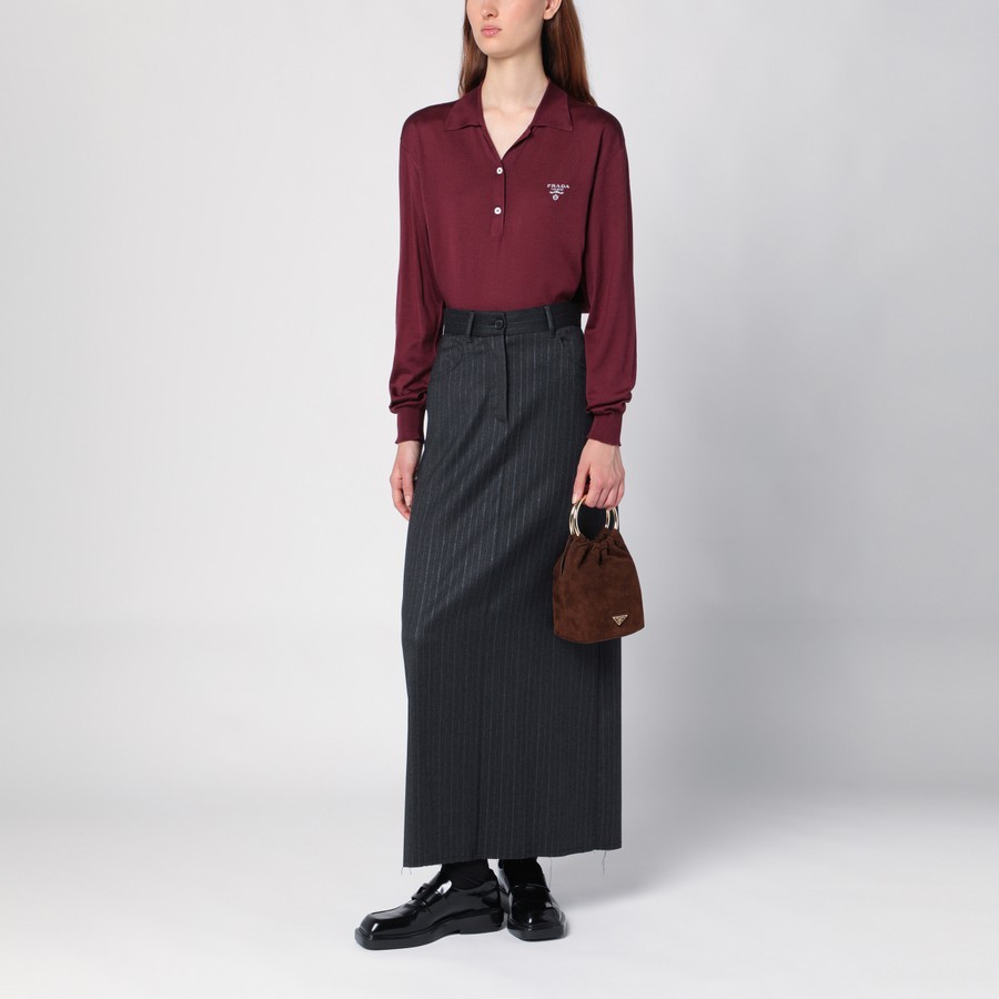 Department Five Department 5 Grey Pinstripe Wool-blend Skirt In Black