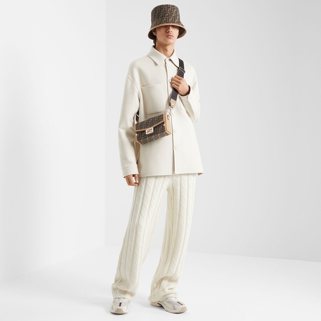 Fendi Ff Monogram Bucket Hat In Brown
