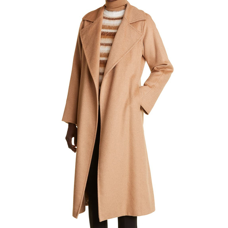 Max Mara Brown Cashmere Belted Coat In Nude