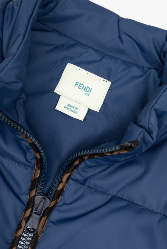 Fendi Stand Collar Padded Jacket In Blue