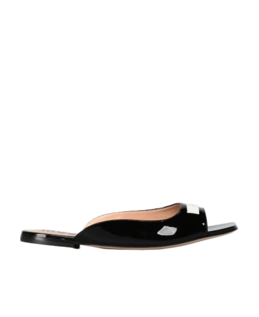 Shop Moschino Open-toed Slippers In Black