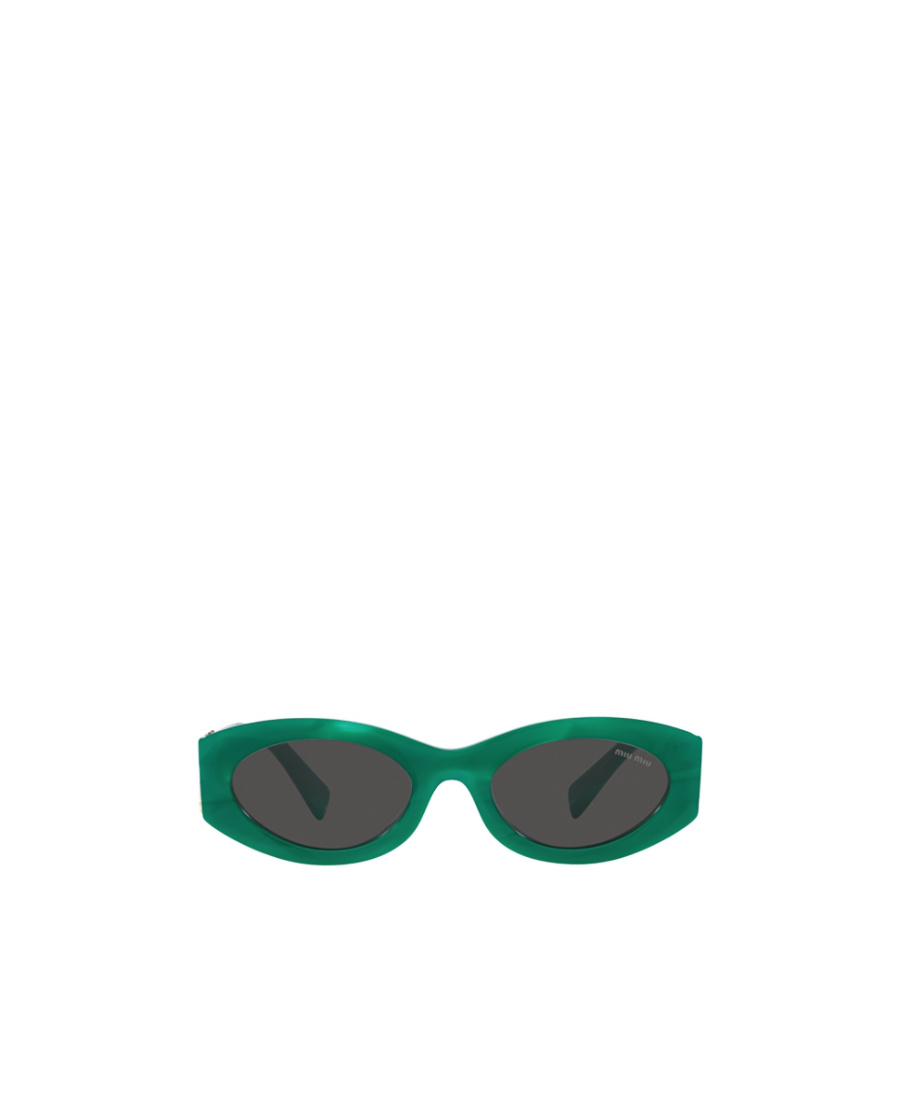 Miu Miu Womens Green Mu 11ws Oval-frame Acetate Sunglasses In Black