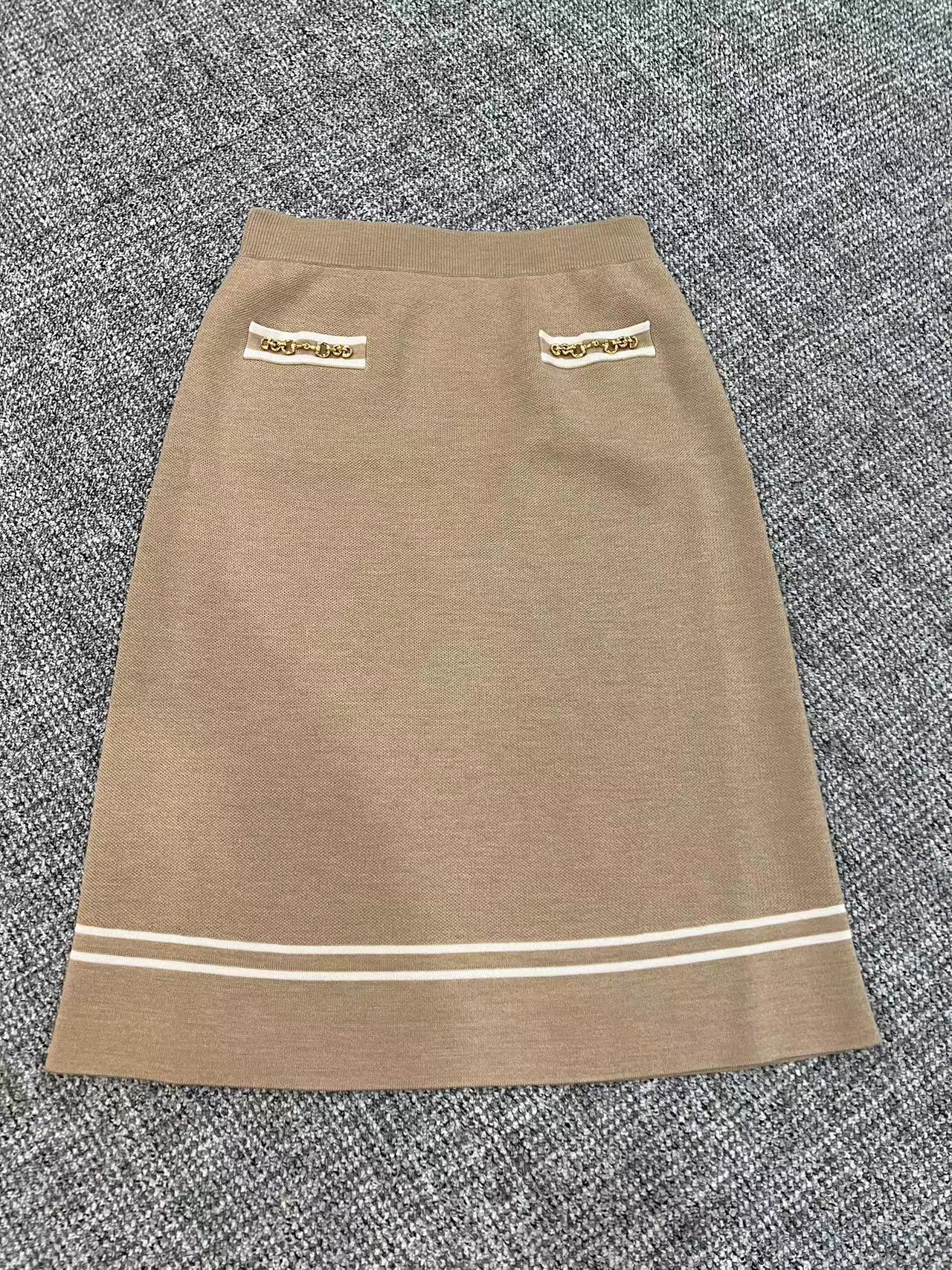 Gucci Wool Knitted Skirt In Brown
