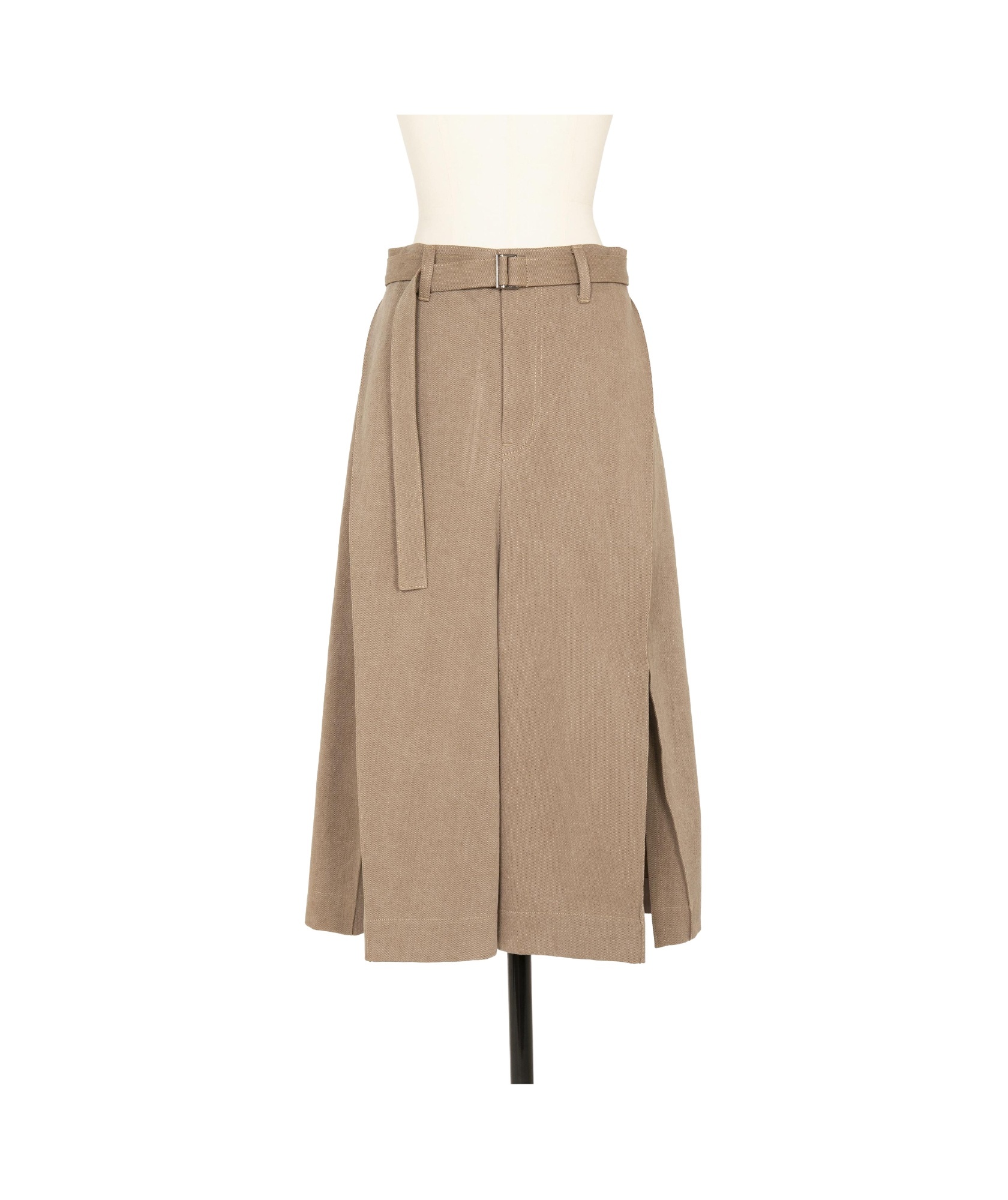 Sacai Beige Mix Denim Midi Skirt In Nude