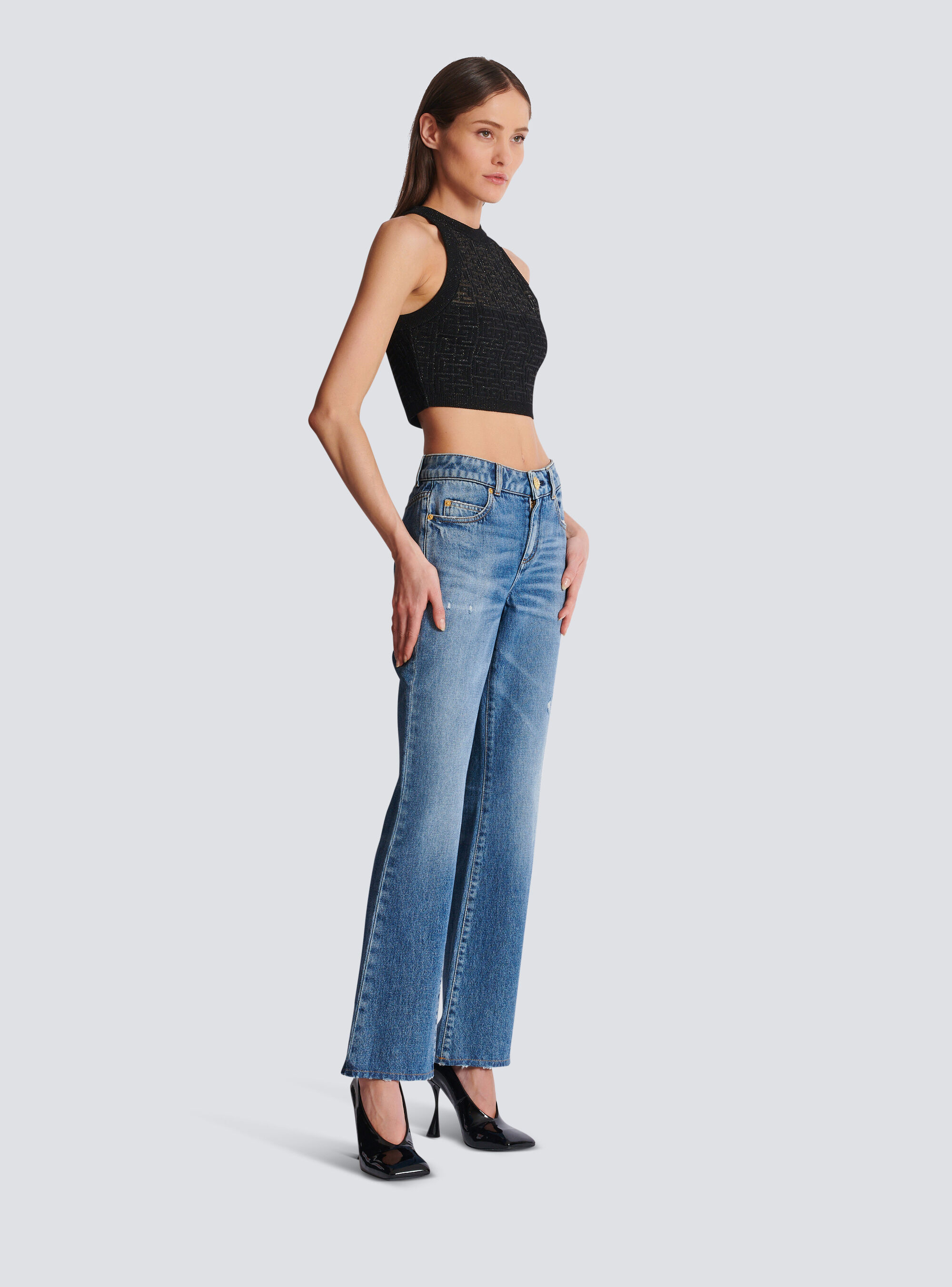BALMAIN PB LABYRINTH KNIT TOP