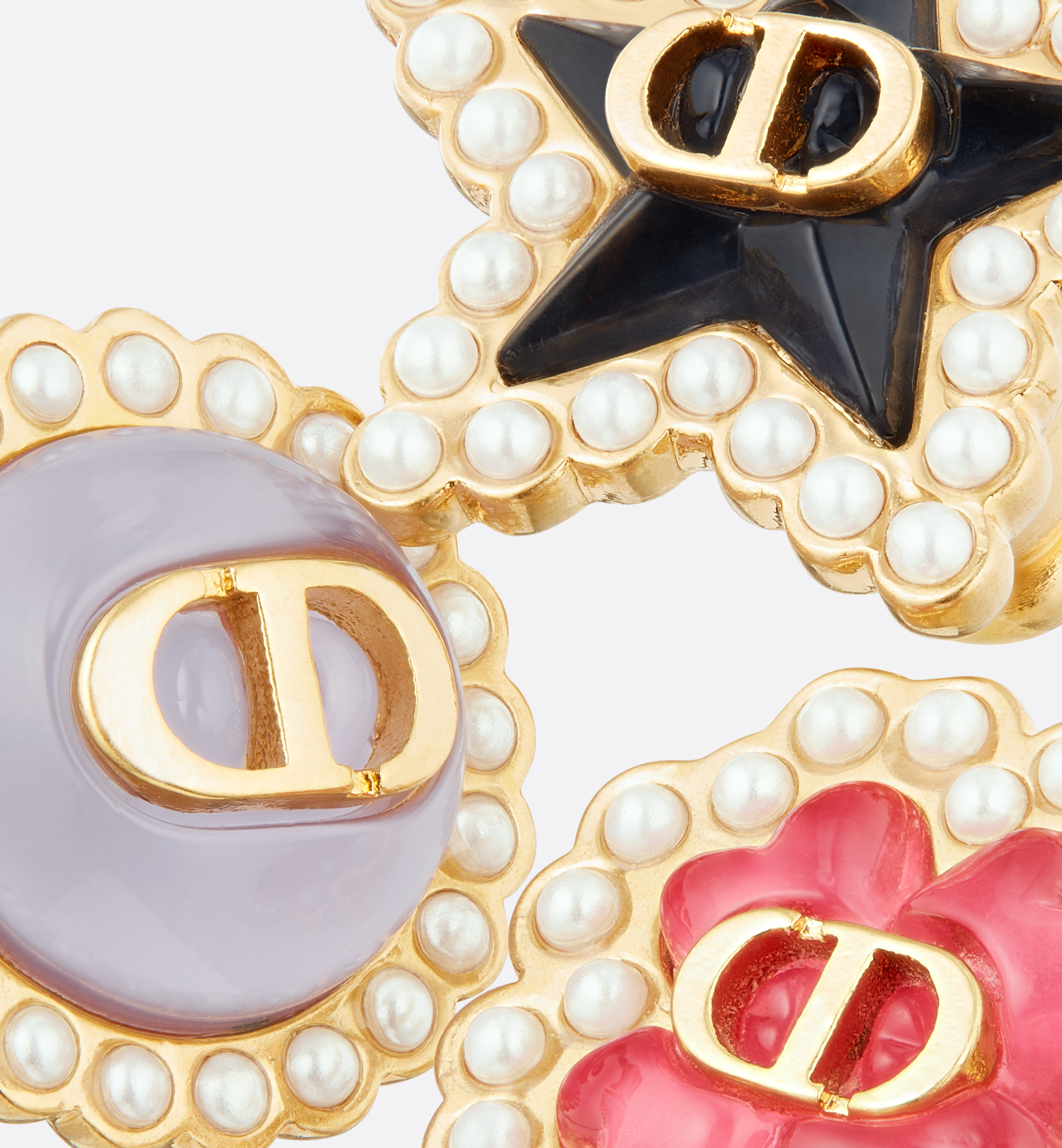Dior Inlaid Earrings Set Of Three In Multi