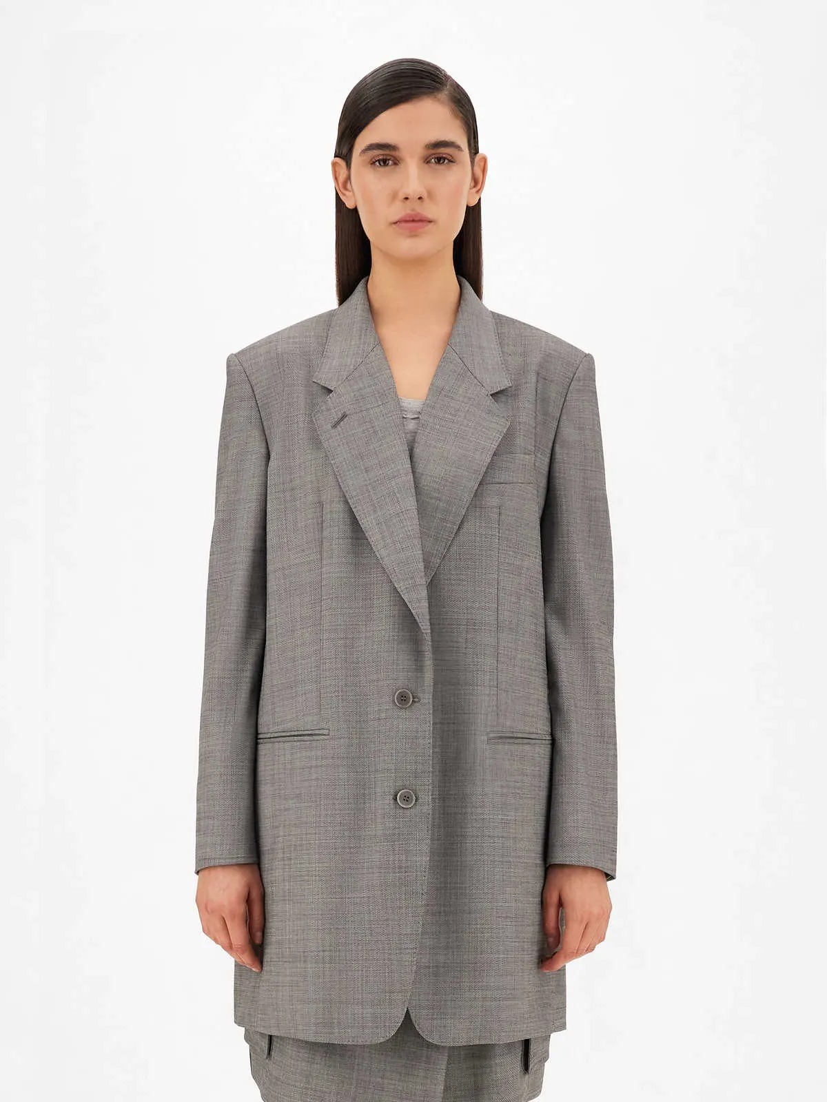 Max Mara Boxy Fit Blazer In Gray