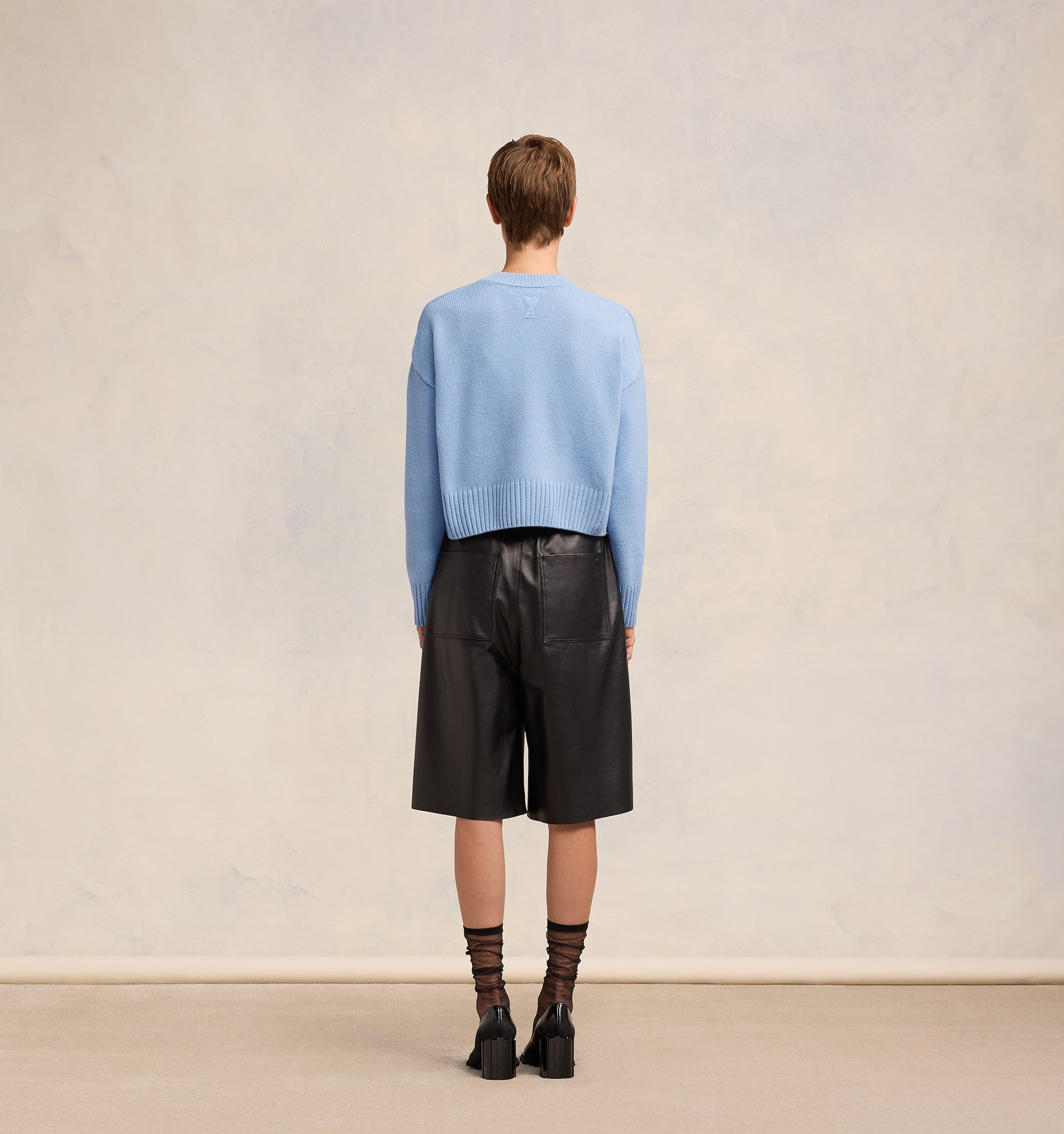Ami Alexandre Mattiussi V-neck Wool Cashmere Sweater In Blue