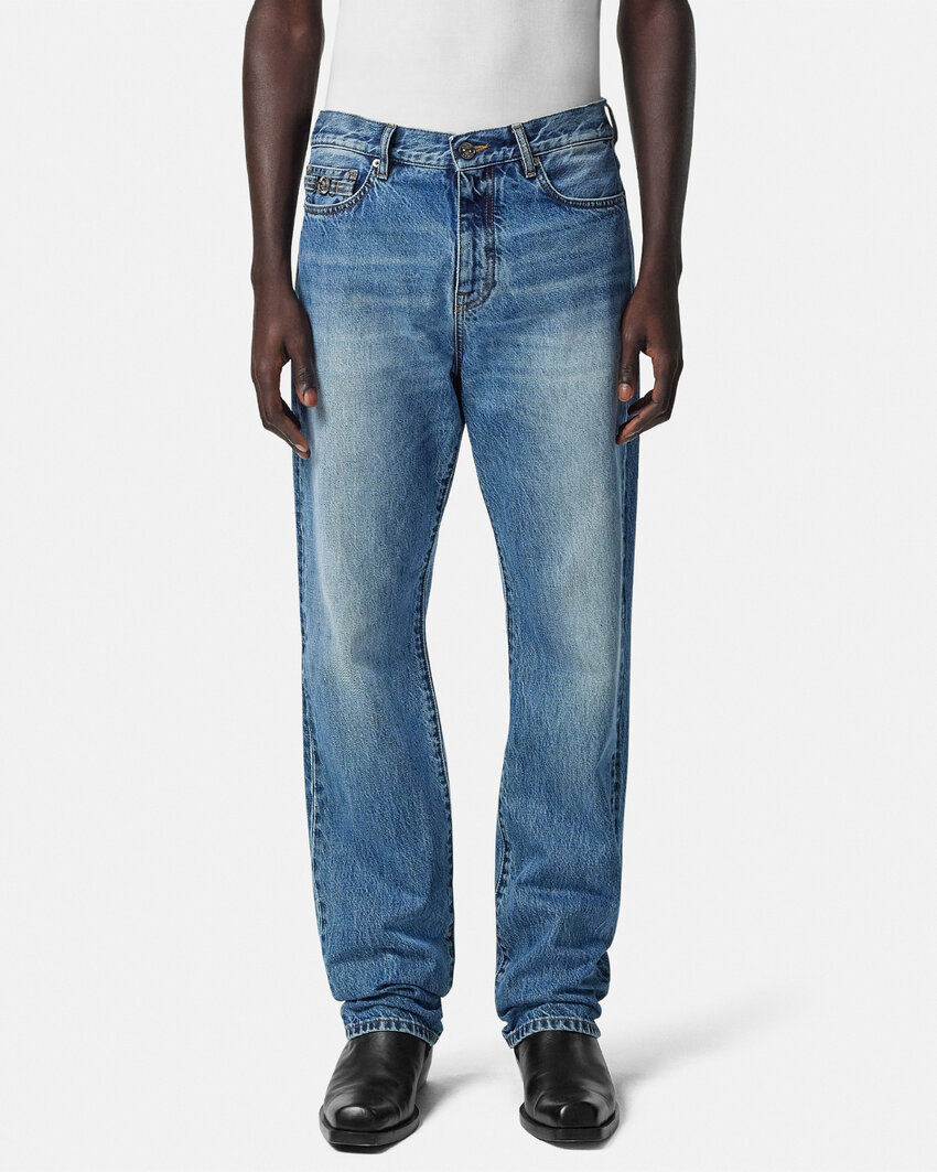 Versace Jeans With Belt Loops In Blue