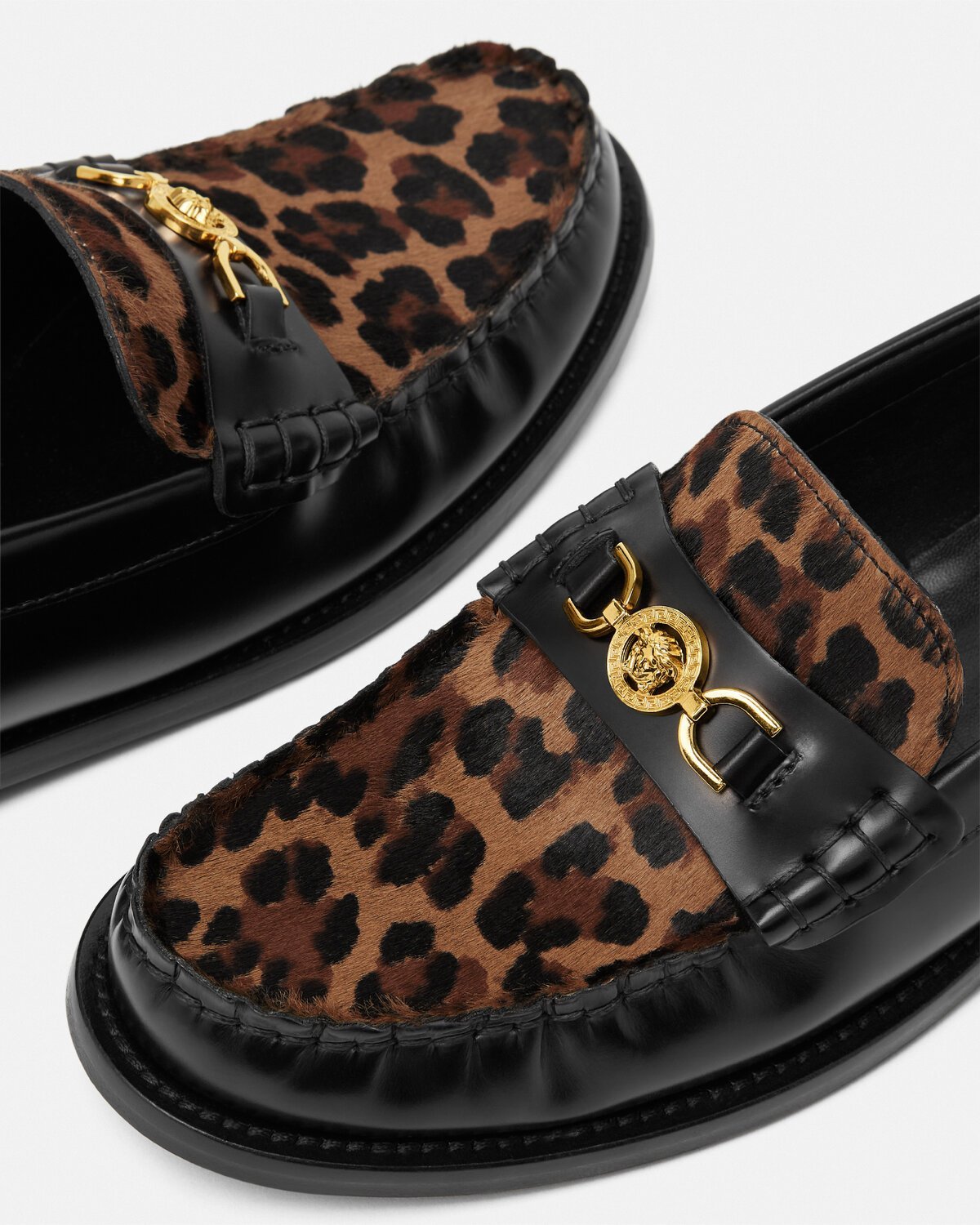 Versace Medusa '95 Leopard Loafers In Black