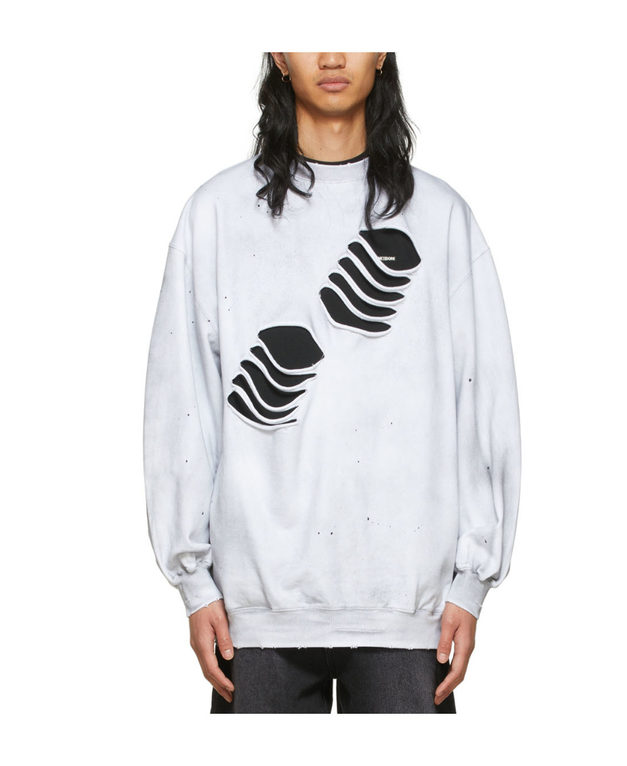 We11 Done Gray Cotton Sweatshirt In White