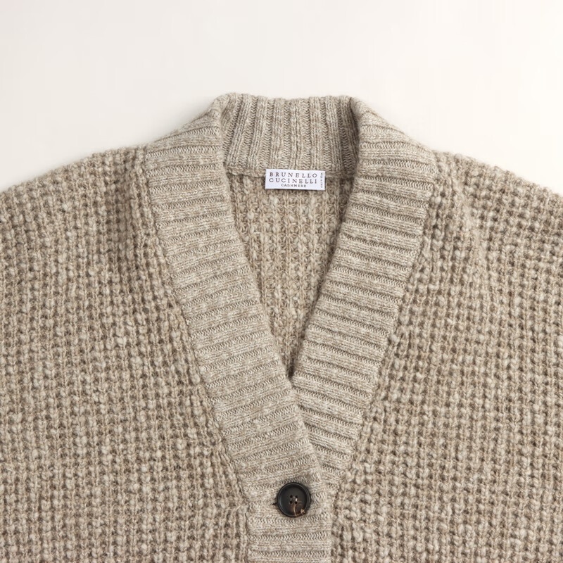 Brunello Cucinelli V-neck Button Knitted Cardigan In Nude