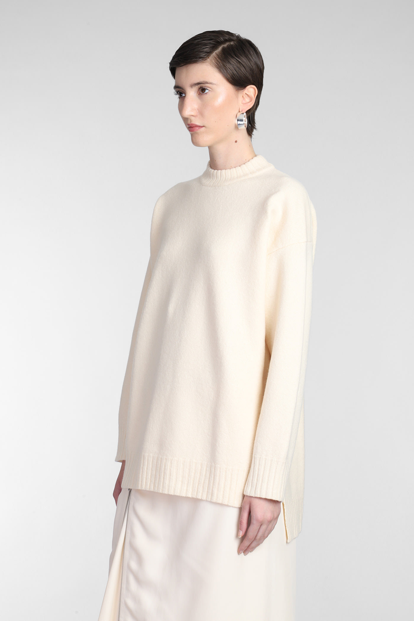 Jil Sander Long-sleeve Crew-neck Wool Jumper In White