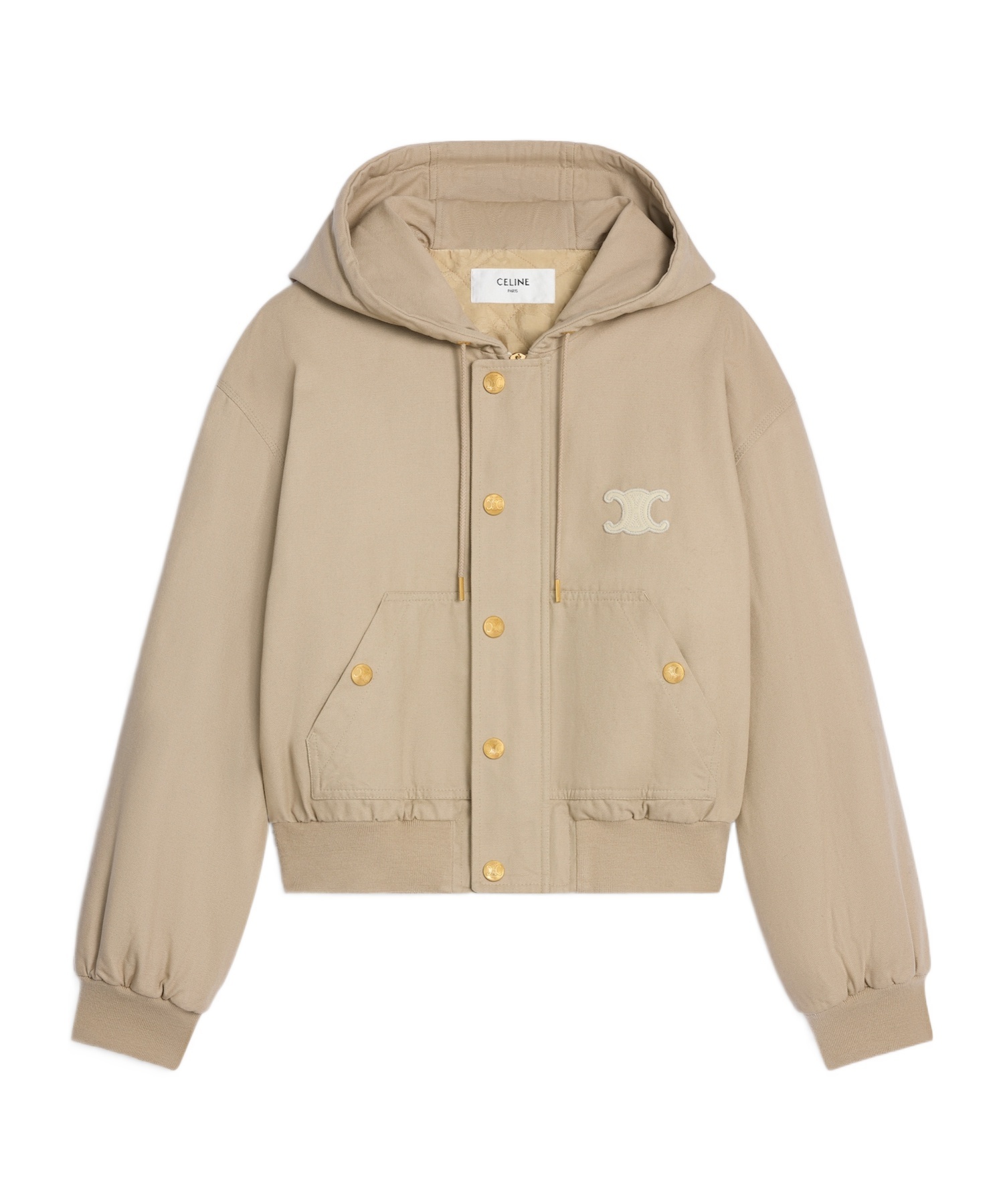 Celine Triomphe Blouson Jacket In Oxford Cotton In Neutral