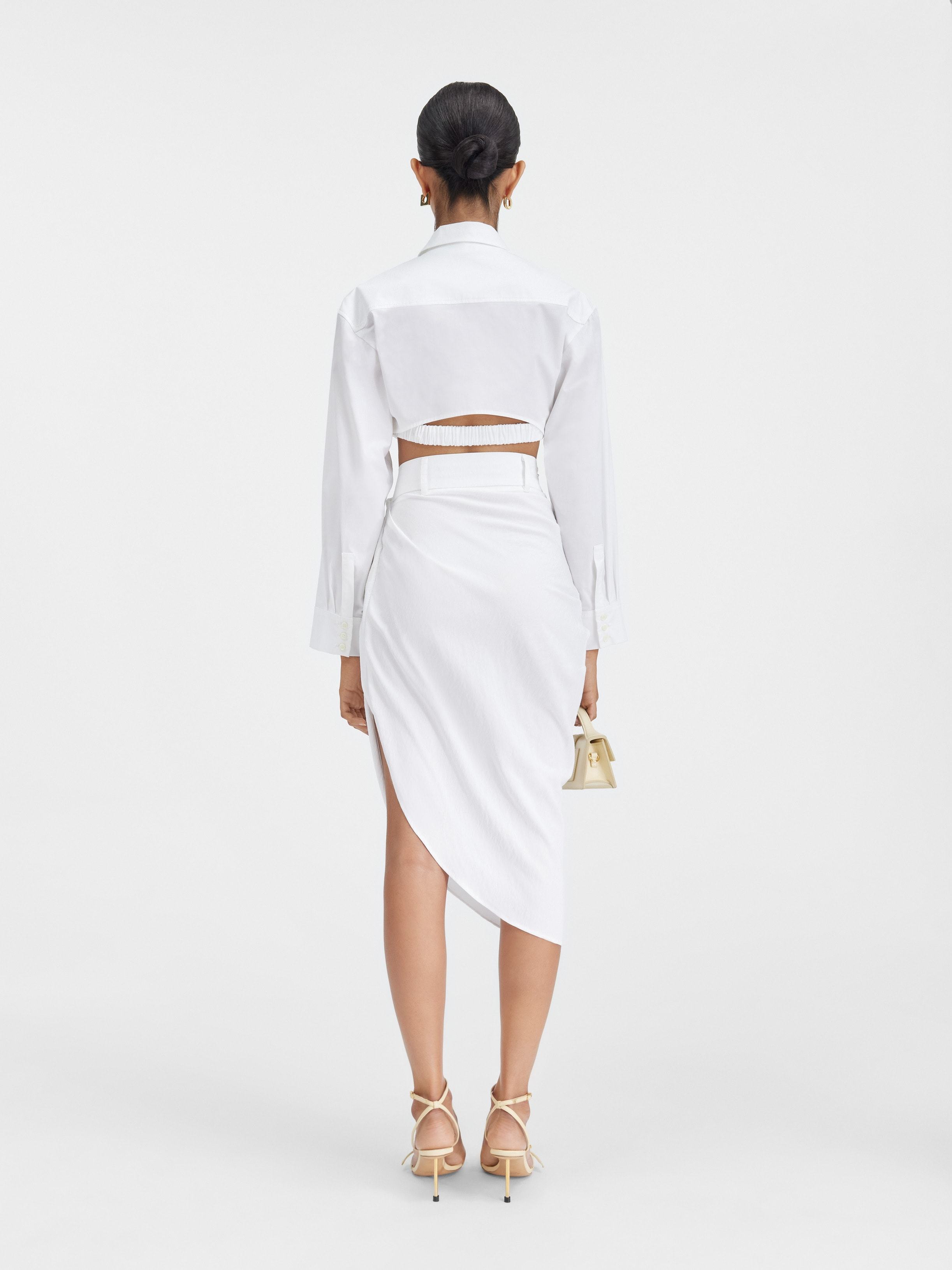 Jacquemus La Jupe Saudade Asymmetric Skirt In White