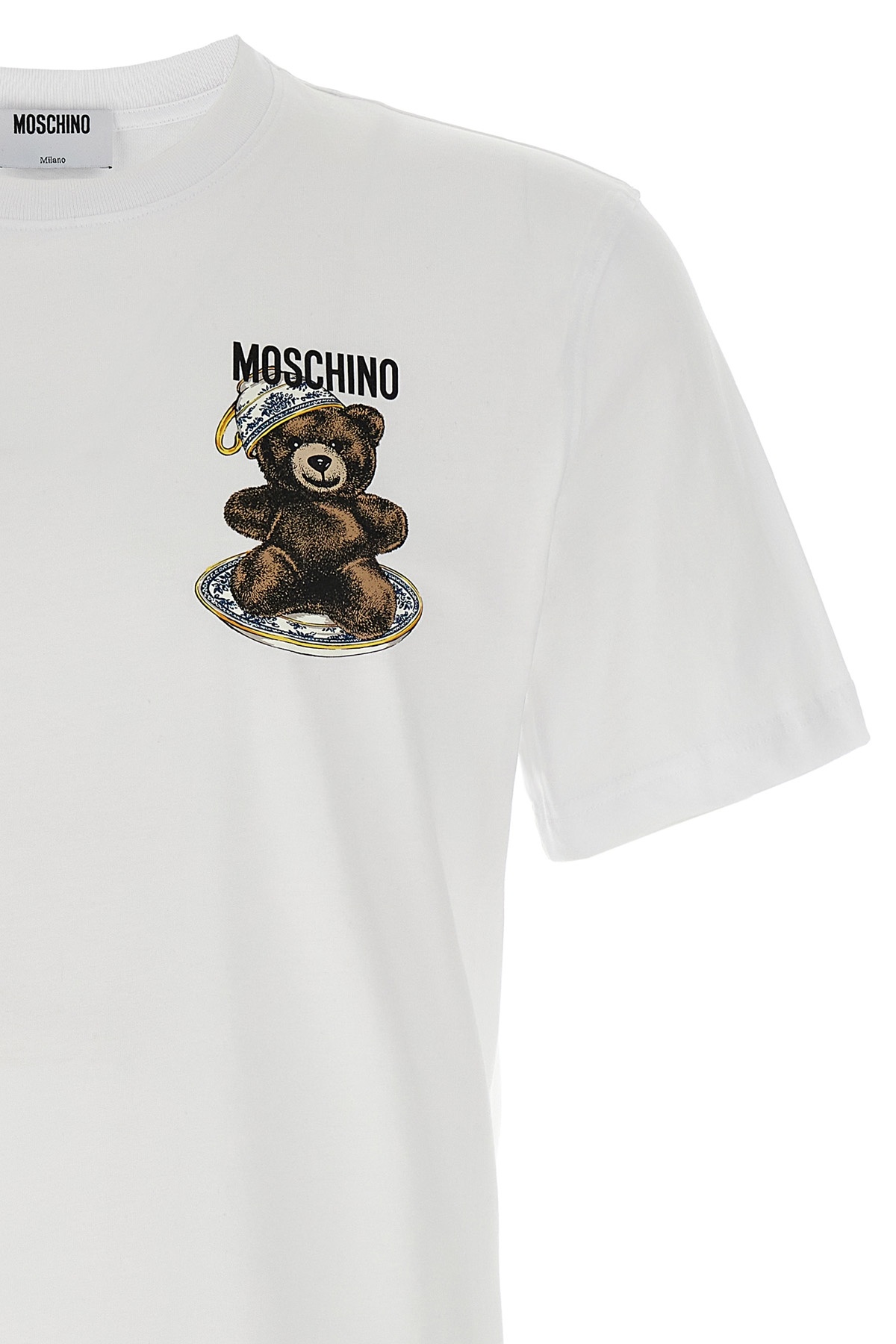 Moschino Teddy Logo Print Crewneck T-shirt In White