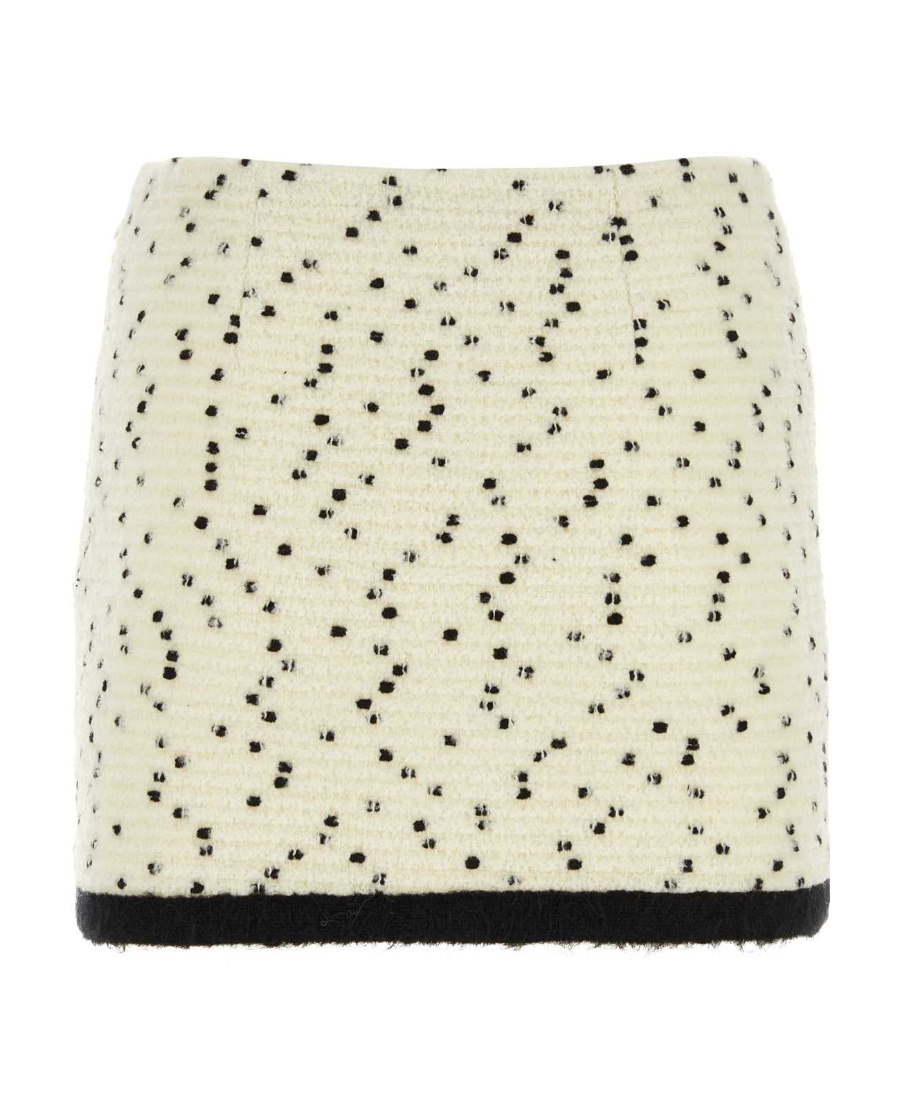 Alessandra Rich Polka-dot Contrast-trim Miniskirt In Nude