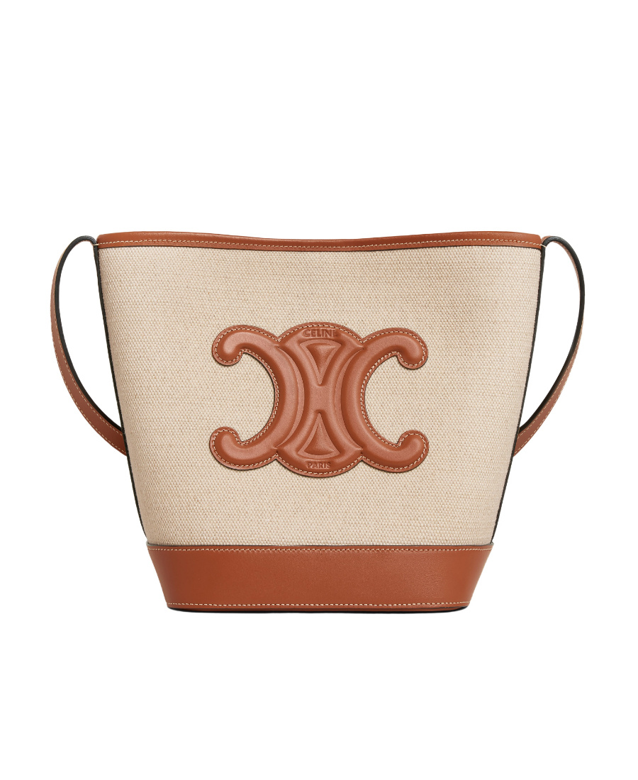 CELINE SMALL BUCKET CUIR TRIOMPHE IN TEXTILE AND CALFSKIN