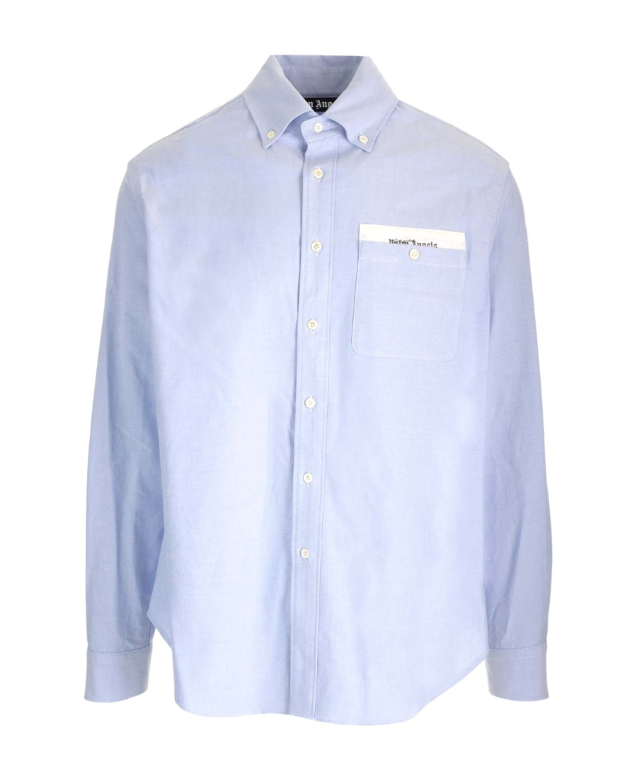 Palm Angels Shirt With Pocket In Blue