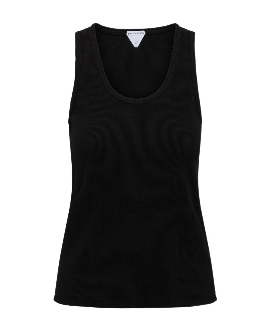 Bottega Veneta Logo Low-necked Vest In Black