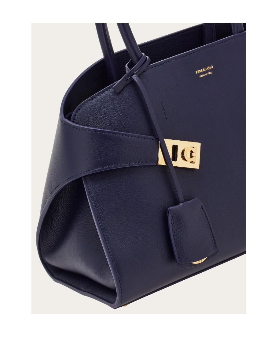 Ferragamo Medium Hug Leather Top Handle Bag In Blue