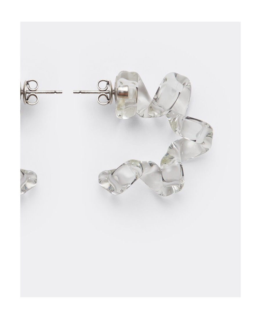 Bottega Veneta Turn Coil Hoop Earrings In White