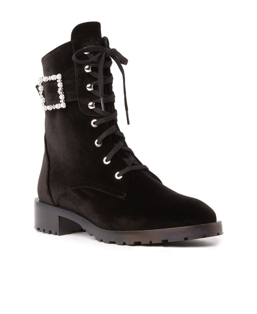 Stuart Weitzman 40mm Buckle-fastening Lace-up Boots In Black