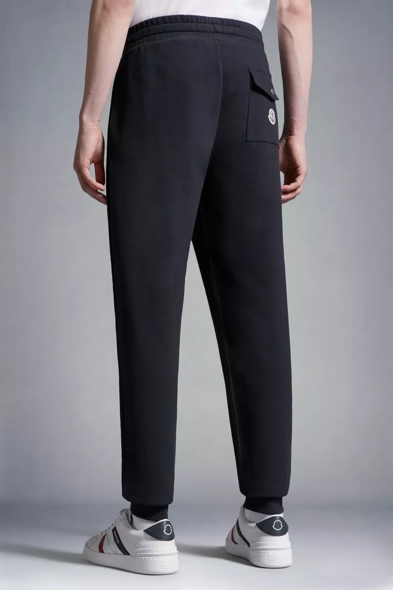 Moncler Blue Tricolour Accent Cotton Track Pants In Blue