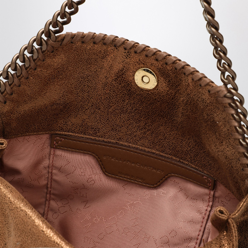 Stella Mccartney Mini Falabella Shiny Dot Faux Leather Crossbody Bag In Brown